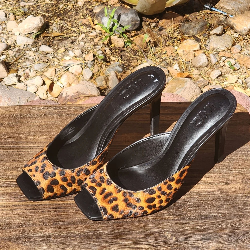 I.N.C. International Concepts Women's Ramani Jungle Leopard Square Toe Sandals